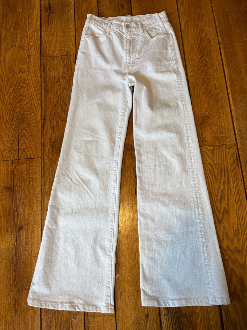 MOTHER White Straight Leg Jeans Size 25 High Rise Premium Denim